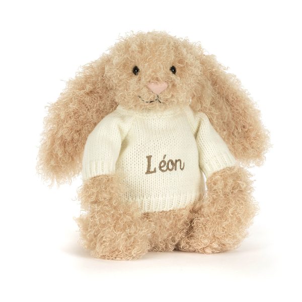 Bashful Luxe Bunny Curly with Personalized Cream Jumper