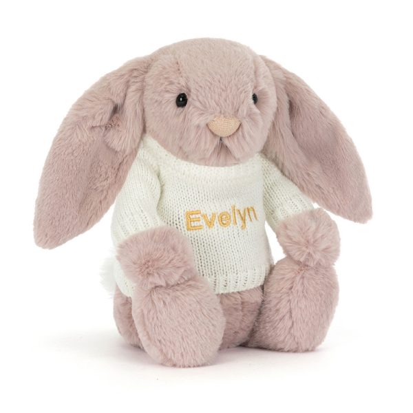 Bashful Luxe Bunny Rosa with Personalized Cream Jumper