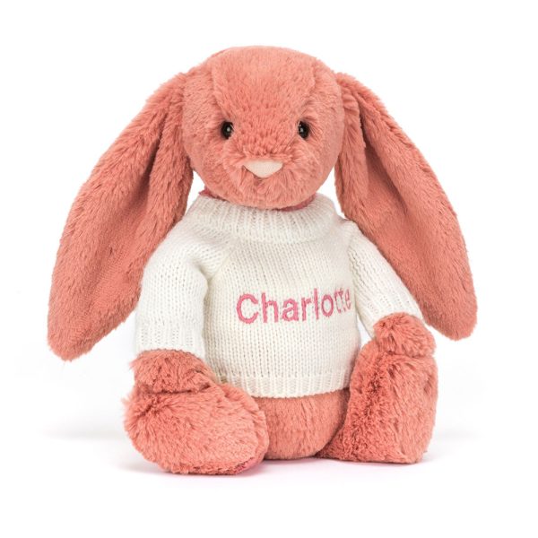 Bashful Sorrel Bunny with Personalized Cream Jumper