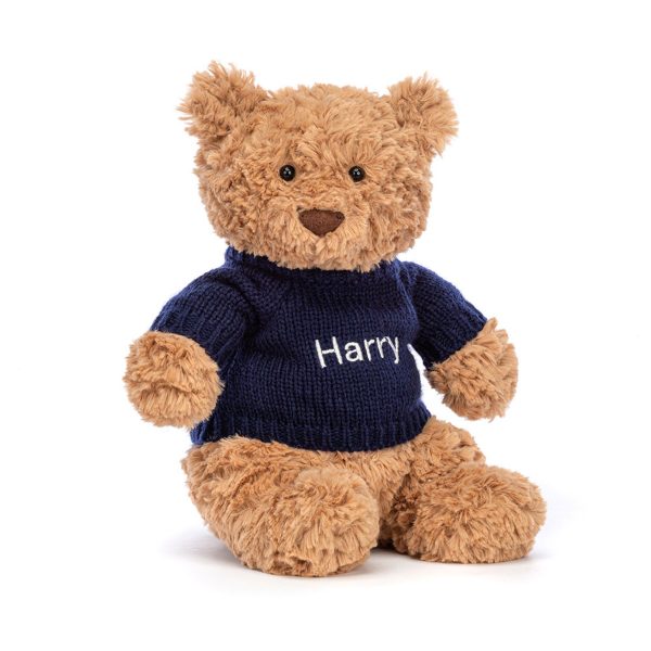 Bartholomew Bear with Personalized Navy Jumper