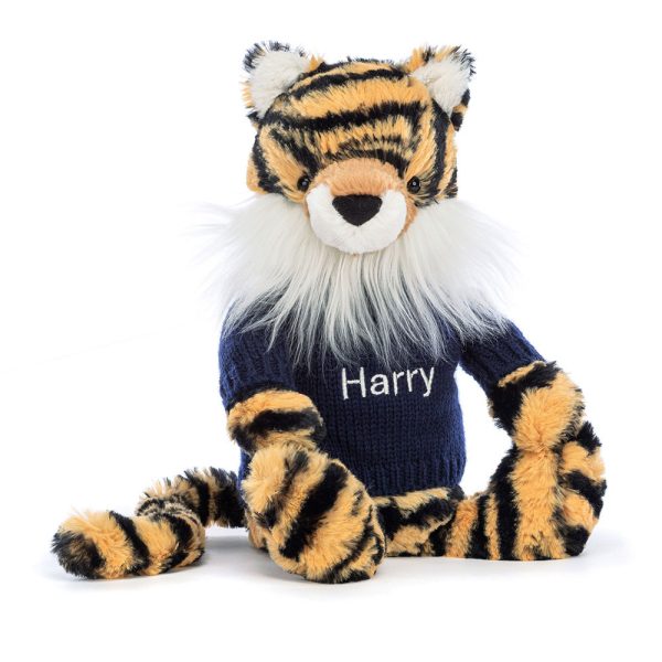 Bashful Tiger with Personalized Navy Jumper